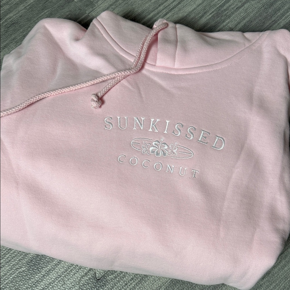 NEW Sunkissed Coconut Pink Hoodie - Embroidered Logo Size Medium